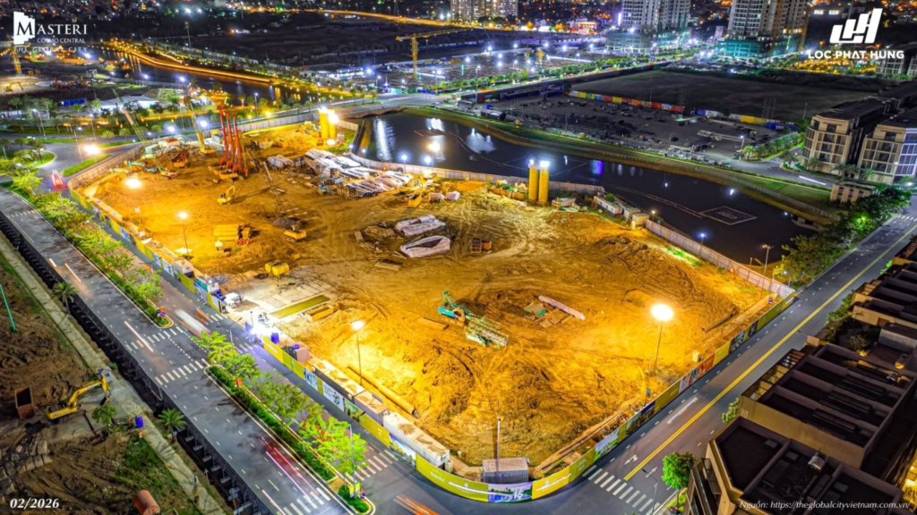 Toàn cảnh công trường thi công Masteri Cosmo Central tại The Global City